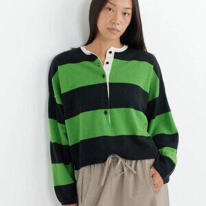 CORDERA / Green & Black striped polo (100% merino wool)